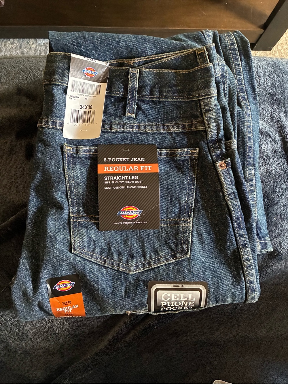 Dickies Men's Straight Leg Jeans - Dark Blue Denim